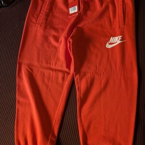 Nike Women's Bright Red Jogger Sweatpants with White Logo